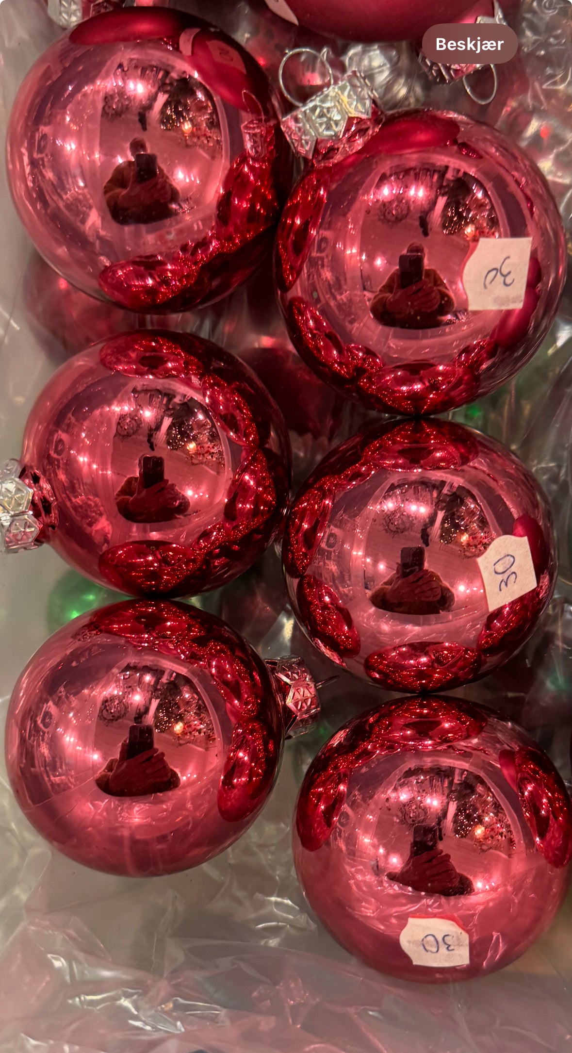 Julekule rosa lys blank 6 cm Alot Decoration