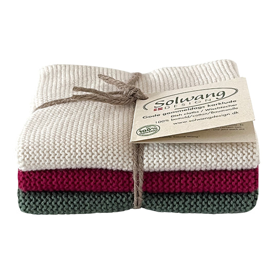 3 pk kluter dyp rød grønn kombi Solwang Design