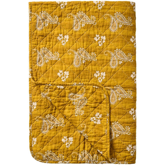 Teppe Quilt mustard m/paisleymønster Ib Laursen