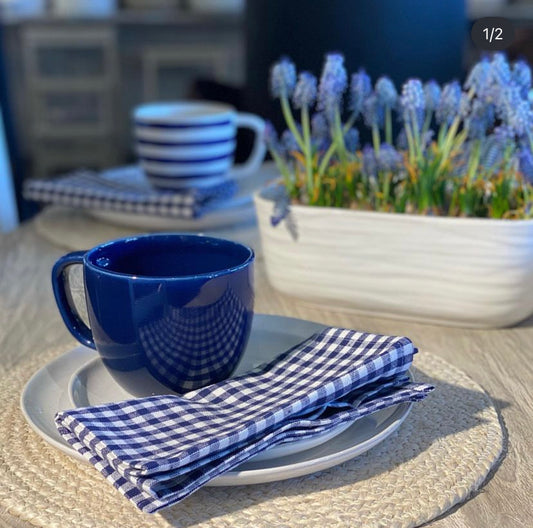 Tøyserviett rutet blå Bruka design