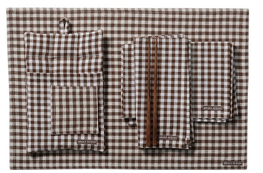Tøyserviett rutet brun Bruka design