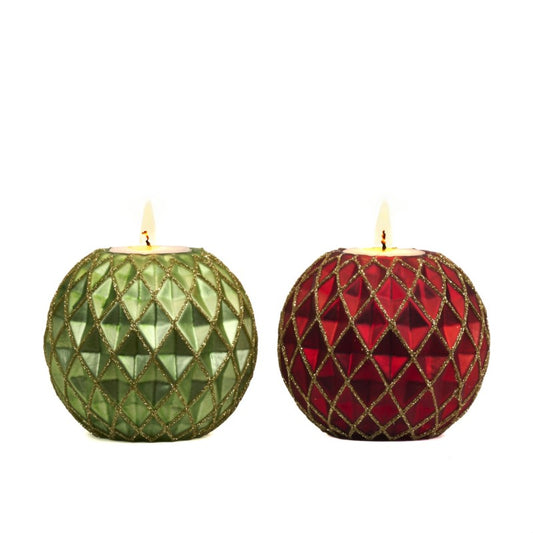 Telys lykt  julekule grønn 10 cm Goodwill