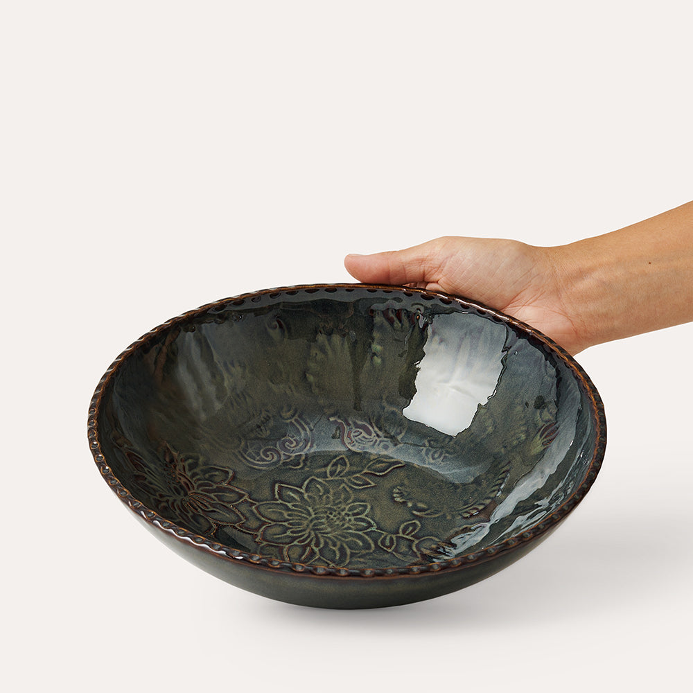 Dyp tallerken 24 cm fiken fig brun grå Sthål