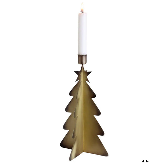 Lysestake juletre metall messing farget Strømshaga