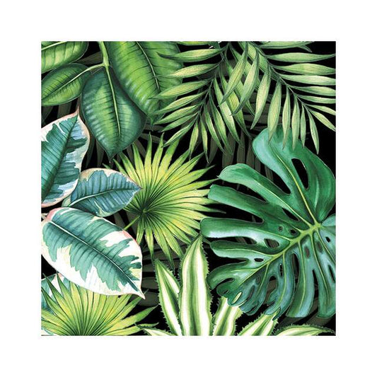 Serviett lunsj tropical leaves grønne planter black Ambiente