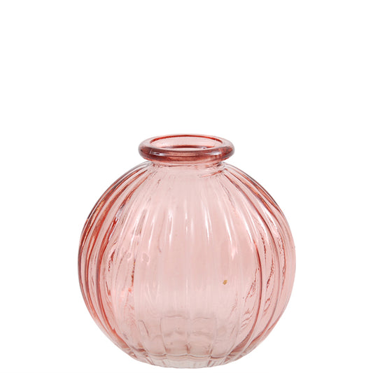 Glass flaske vase mini  round pink Miljøgården