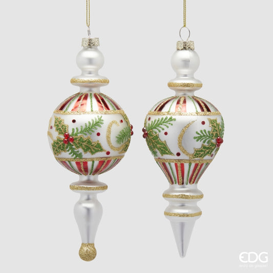 Julekule dekor hvit 20 cm EDG