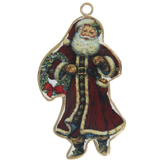 Julepynt metall nisse med krans metall Ib Laursen