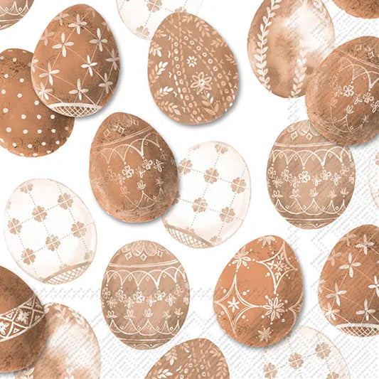 Serviett lunsj Decorated Eggs Light Brown IHR