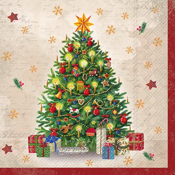 Serviett lunsj festive tree cream IHR