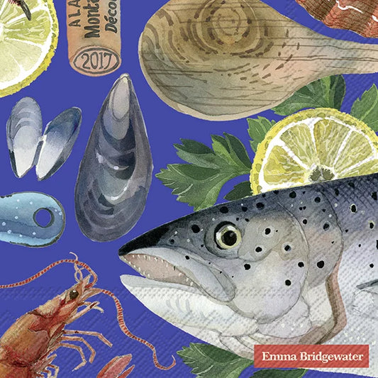 Serviett lunsj Fish Supper Blue Buffet Emma Brigdewater IHR