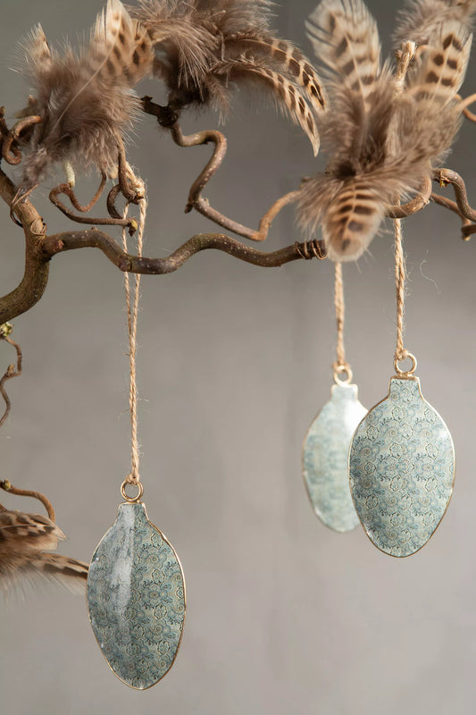 Emaljeegg mønstret blå grønne Alot design