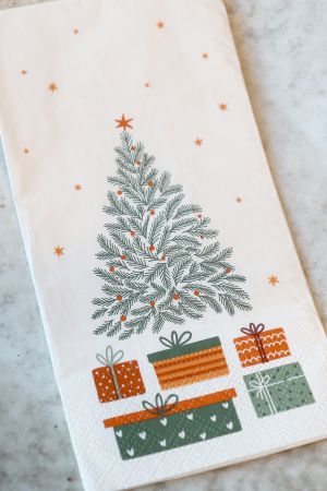 Buffet serviett juletrær og pakker Chic Antique