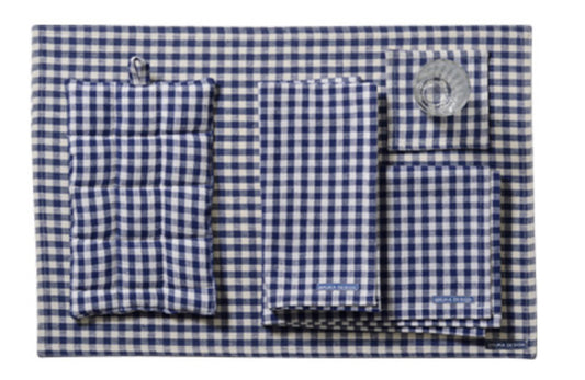 Tøyserviett rutet mørk blå Bruka design