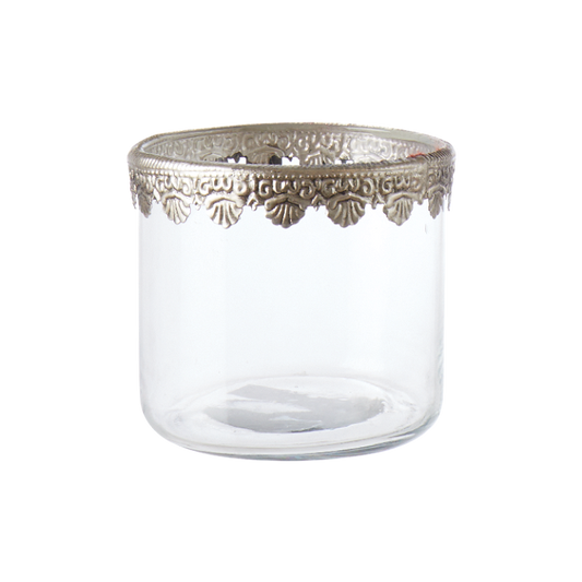 Klar Telys lykt glass metall kant Affari