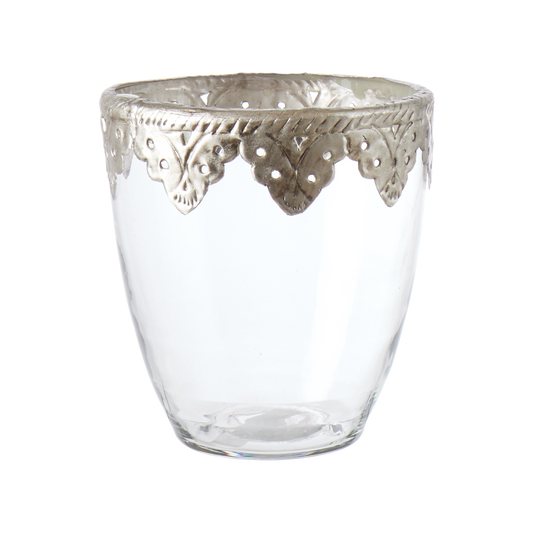 Klar Telys lykt glass metall kant Affari