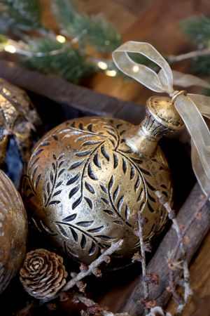 Julekule messing farget 10 cm Chic antique