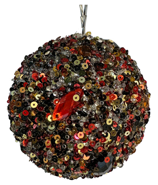 Julekule bling rød gull brun 8 cm Shishi