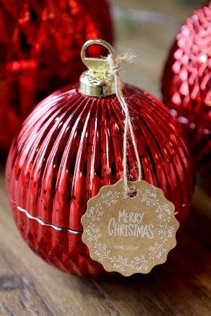 Lys julekule m. riller Chic Antique