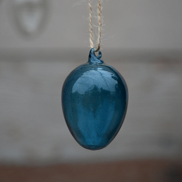 Glass egg 4,5 cm blå Miljøgården