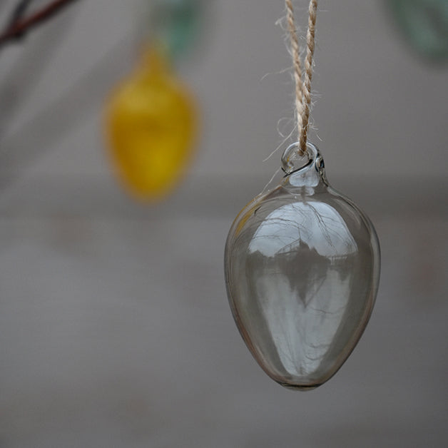 Glass egg 3,5 cm sand smoke Miljøgården