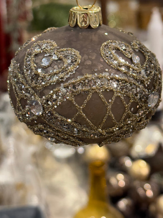 Julekule antikk grå run 8 cm The Moshi