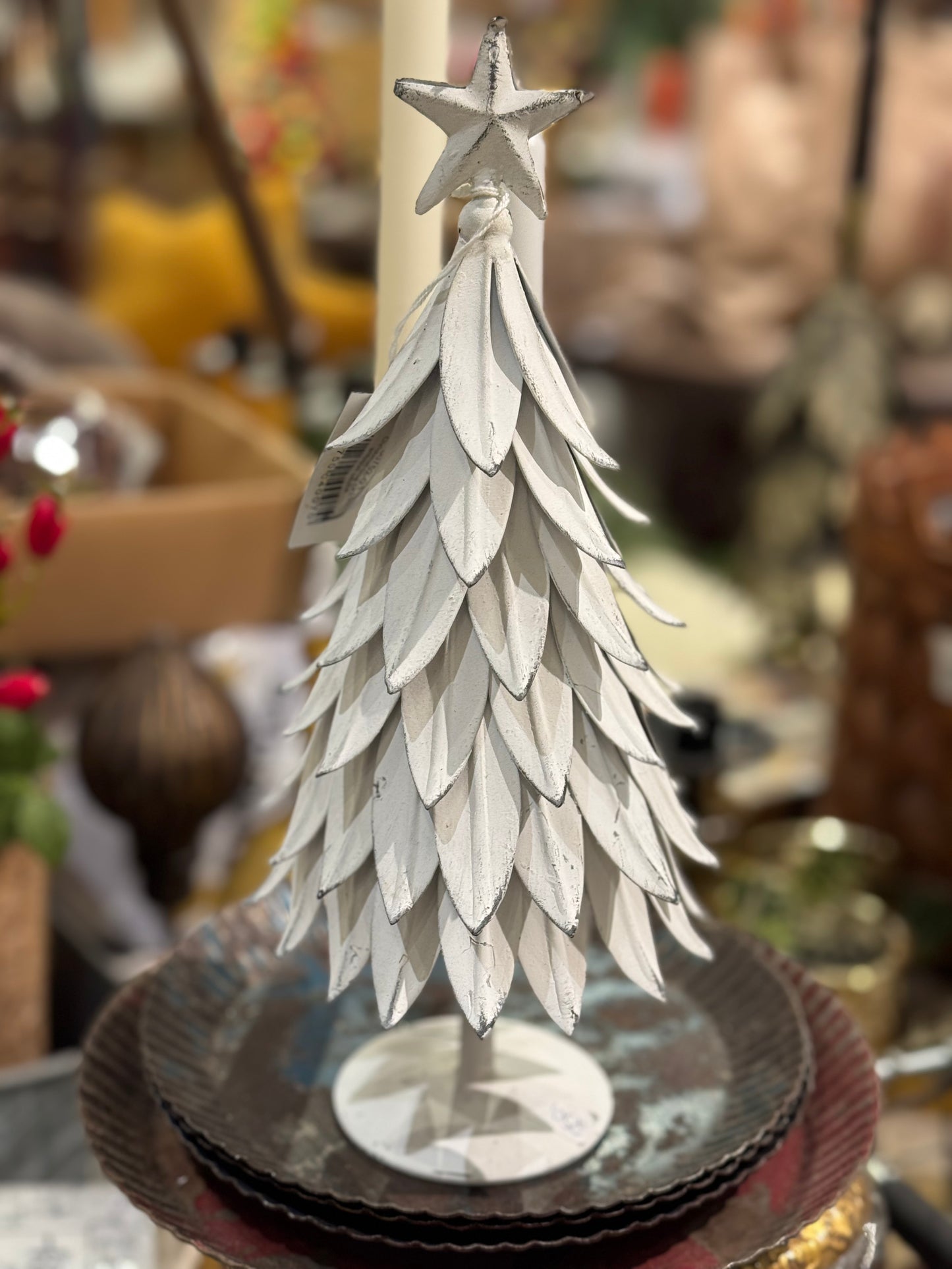 Juletre metall hvitt chic antique