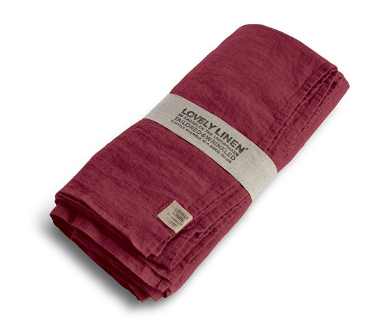 Duk lin cabernet mørk vinrød 145x250 Lovely linen