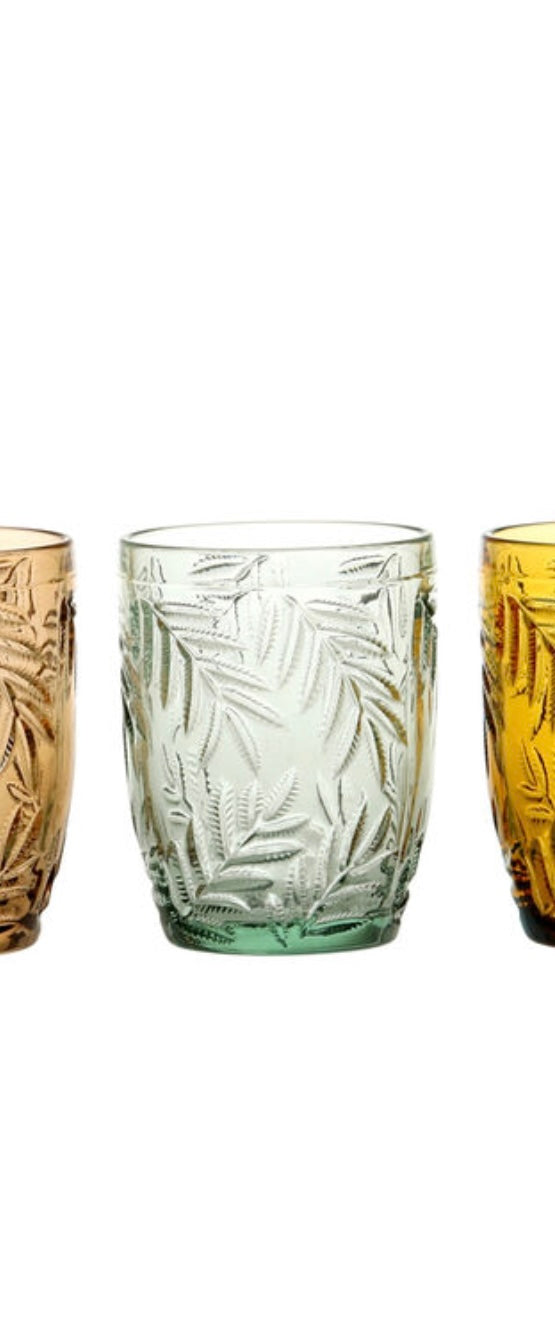 Glass lys grønt mint 6 stk i eske Saint-Émilion blader Chic Antique