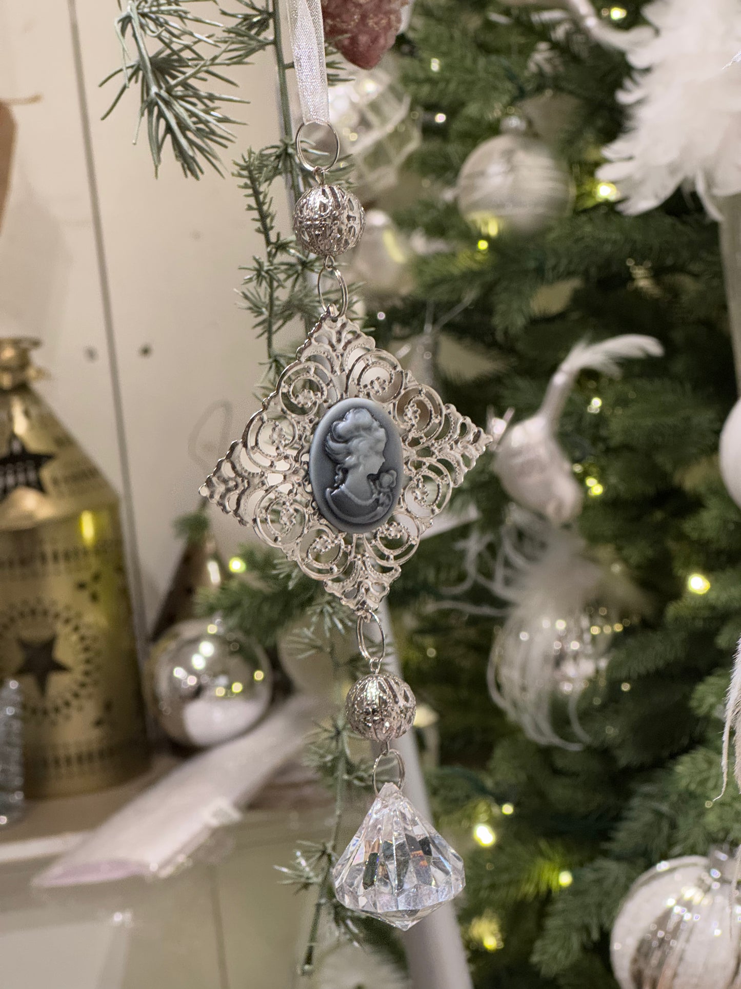 Julepynt sølv glasspynt