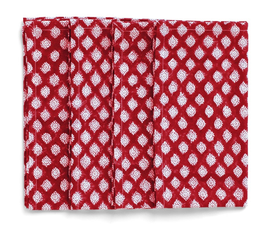 Tøyservietter Medallion Cashmere bringebær røde Chamois
