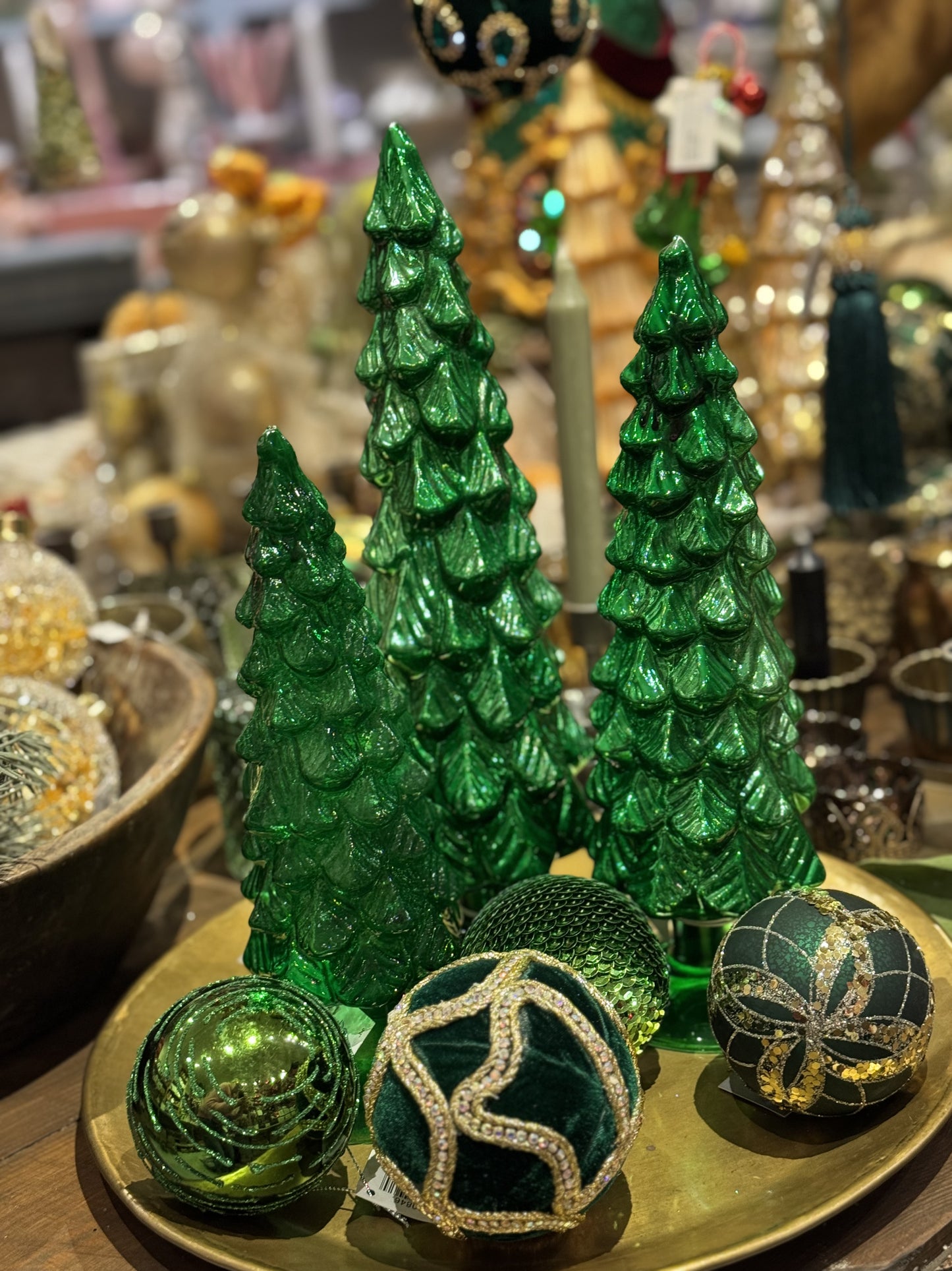 Juletre 3 stk glass grønn Goodwill