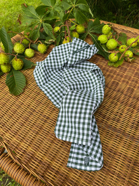 Kjøkkenhåndkle rutet mørk grønn Bruka Design