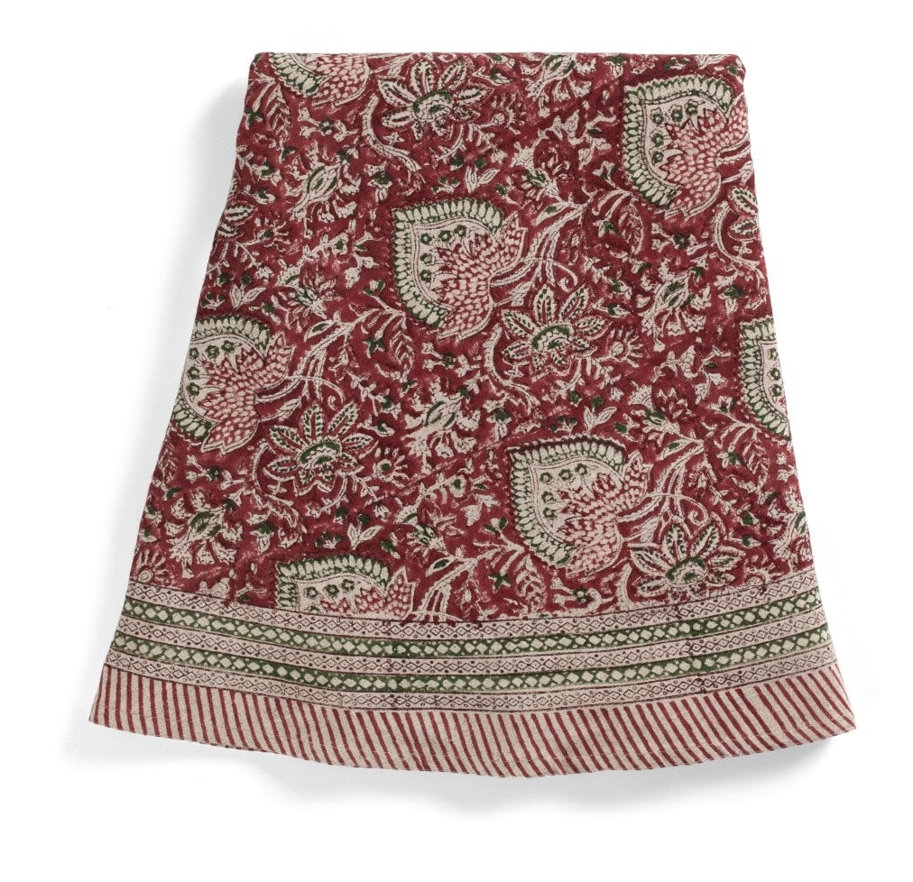 Duk lin oriental rød red rund 220 cm Chamois