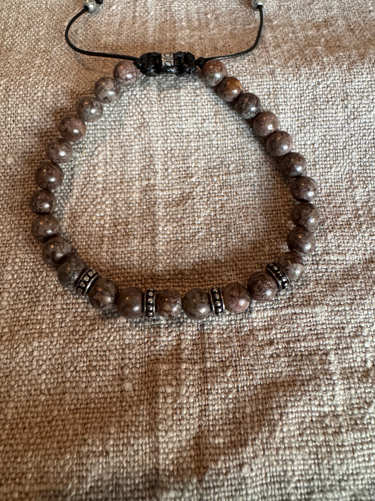 Armbånd brunt lyst sølv native Nordic Icon