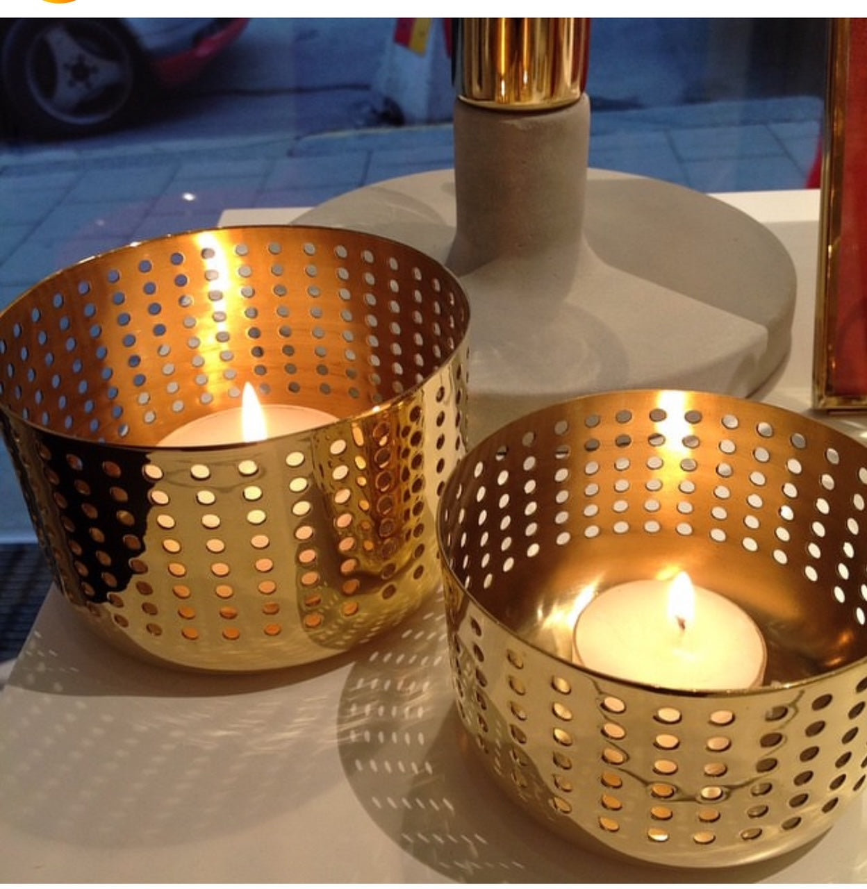 Lykt telys sølv farget Bruka Design
