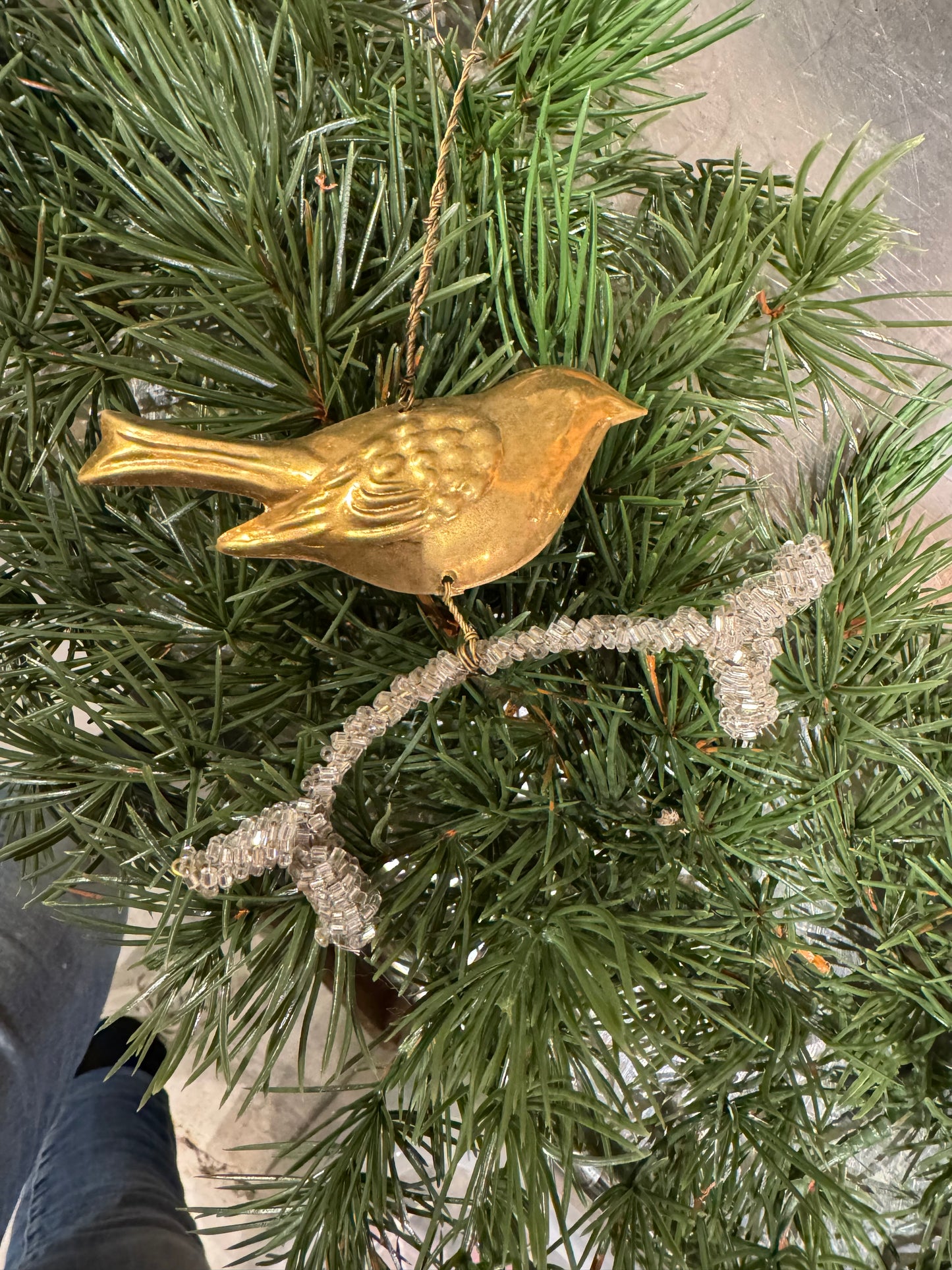 Fugl på kvist 9 cm messing Walther & Co