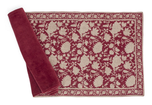 Løper lin Indian Rose - rød - 45x150cm Chamois