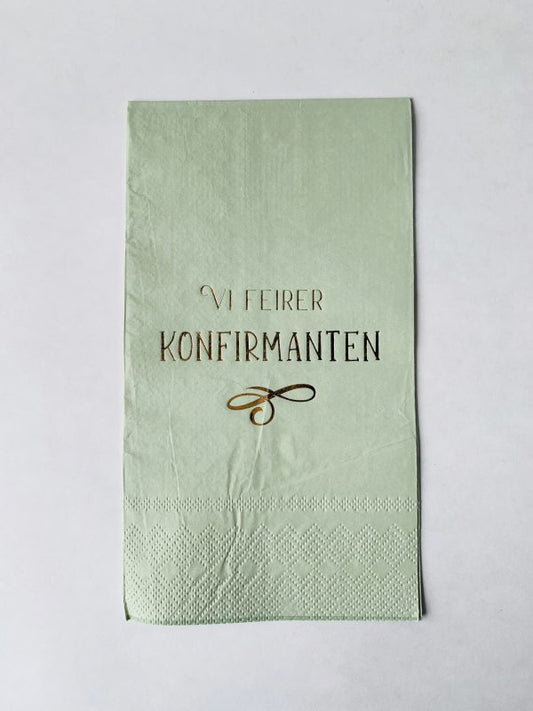 Buffet serviett Vi Feirer Konfirmanten Lys Grønn Trend design