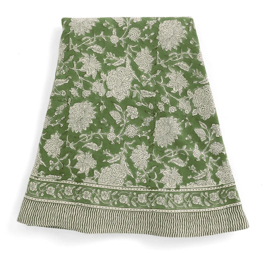 Duk lin Indian Rose - grønn - rund 220cm Chamois