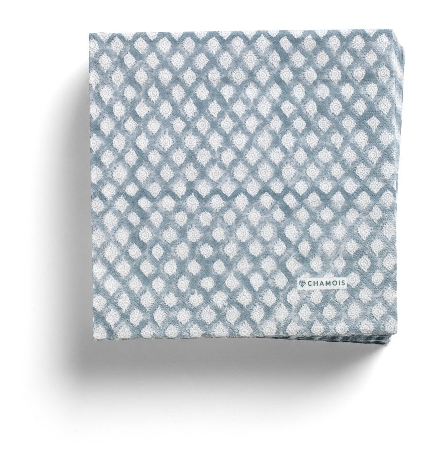 Serviett lunsj Medallion blå Cashmere Blue 20 stk Chamois