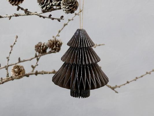 Juletre papir brunt henge 10 cm Chic Antique