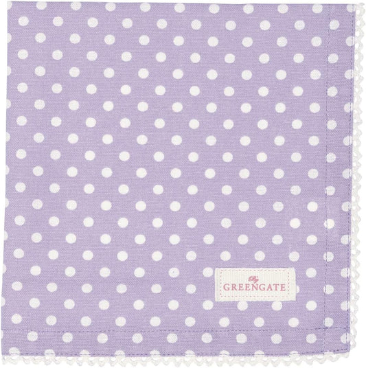 Tøyserviett lilla med hvite prikker