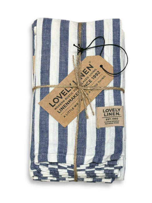 Linserviett Misty stripet blå hvit Lovely linen