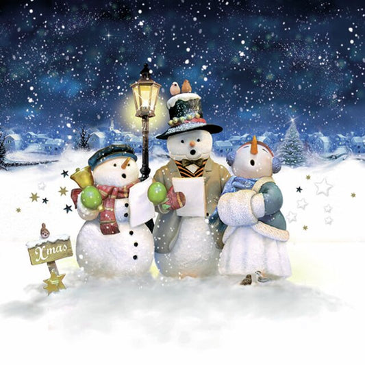 Serviett lunsj snømann singing snowmen Ambiente