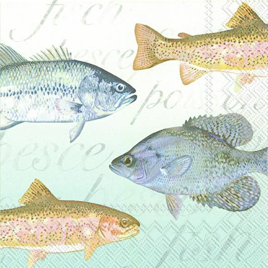 Serviett lunsj fisk Poisson light blue IHR