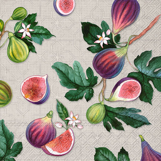 Serviett lunsj frukt fiken figues grey IHR