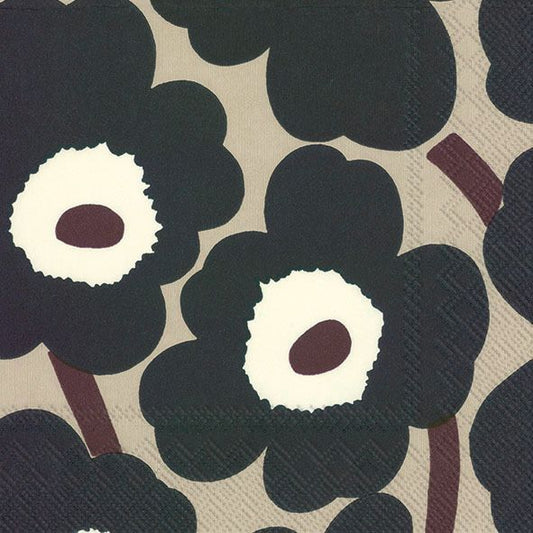 Serviett lunsj Marimekko Unikko  mørk blå lin IHR