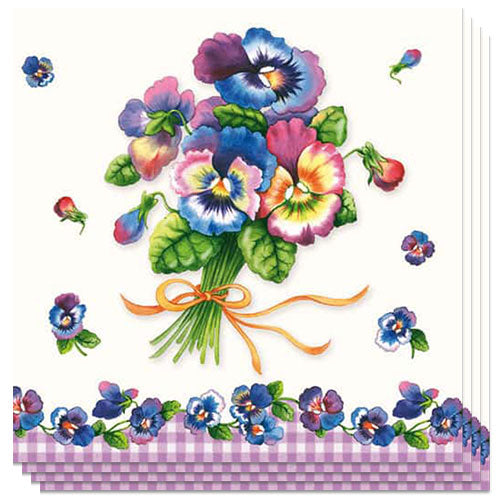 Serviett kaffe stemor bunch of pansy Ambiente