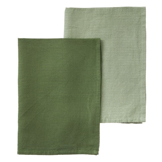 Kjøkkenhåndkle 50% 2 pk Chevron Fern green Bungalow